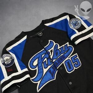 Vintage FUBU Sport “The Collection” Jersey Large Navy Blue Black 05 Classic Y2K